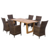 Alpine 7pc Outdoor Dining Set with Umbrella Whole Brown
