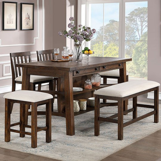 CM3902PT-6PC 6PC SETS FREDONIA COUNTER HT. TABLE + 2 Counter Ht. Chairs + 2 Counter Ht. Stool + Bench