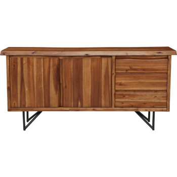 1968 Alpine Furniture 1968-06 Live Edge Server Buffet Cabinet Light Walnut Finish