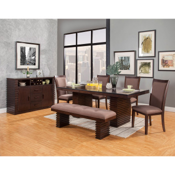 6084 Alpine Furniture 6084-01 Trulinea 6PC SETS Dining Table + 4 Chairs + Bench