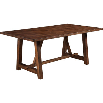 5672 Alpine Furniture 5672-01 Arendal 72" Trestle Rectangular Dining Table Burnished Dark Oak Rubberwood