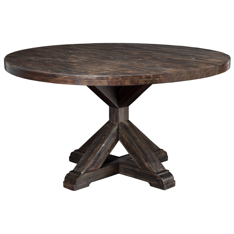 1468 Alpine Furniture 1468-25 Newberry Round Dining Table Salvaged Grey Acacia Pedestal Legs
