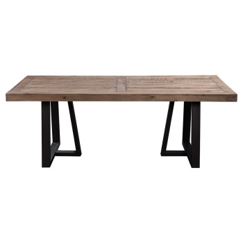 1568 Alpine Furniture 1568-01 Prairie Rectangular Dining Table Reclaimed Natural Pine Top on Black Base