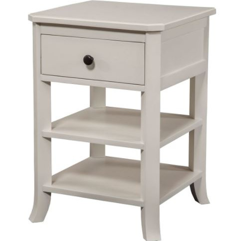 977-W Alpine Furniture 977-W-02 Baker 1 Drawer Nightstand White Finish