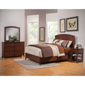 977 Alpine Furniture 977-01Q Baker 4PC SETS Queen Panel Bed Mahogany Finish