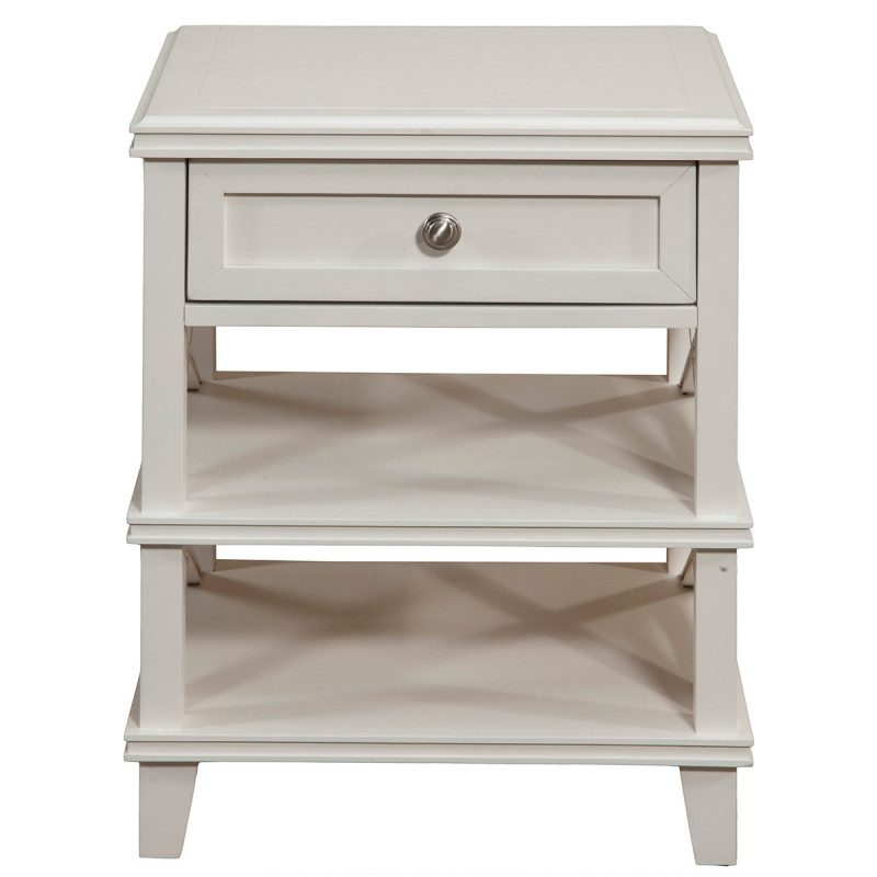 955 Alpine Furniture 955-02 Potter Nightstand 1 Drawer 2 Open Shelves White Finish