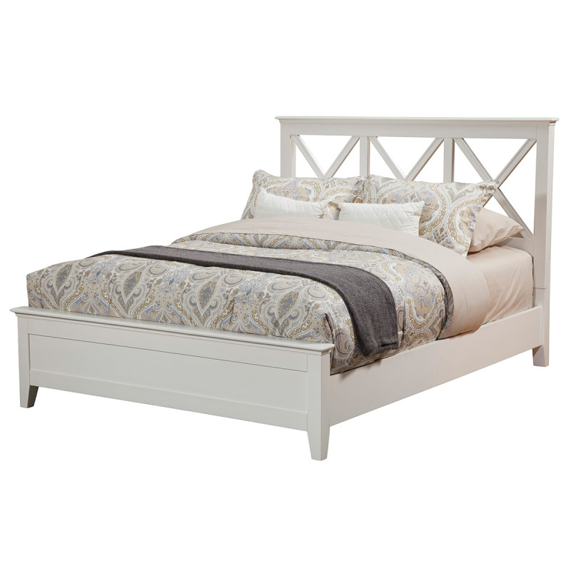955 Alpine Furniture 955-08F Potter Full Size Panel Bed White Cross Back Open Headboard Design