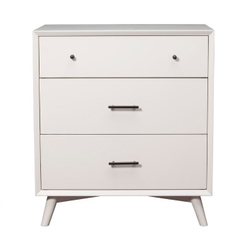 966-W Alpine Furniture 966-W-04 Flynn Mid Century Modern 3 Drawer Small Chest White Finish