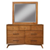 966 Alpine Furniture 966-03 Flynn Mid Century Modern 7 Drawer Dresser Acorn Finish