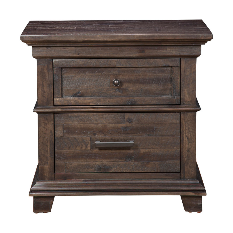 1468 Newberry 2 Drawer Night Stand in Salvaged Grey Finish
