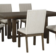 D748 Dellbeck 7PC SETS RECT Dining Room EXT Table + 6 Side Chairs