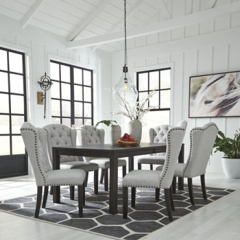 D702 Jeanette 7PC SETS Rectangular Dining Room Table + 6 Side Chairs