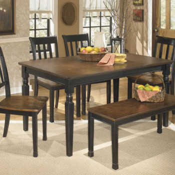 D580 Owingsville 6PC SETS Rectangular Dining Room Table + 4 Side Chairs + Bench