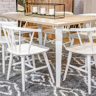 D407 Grannen 7PC SETS Rectangular Dining Room Table + 6 Side Chairs