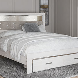 B2640 King UPH Storage Panel Bed