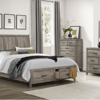 1526-1*4 4PC SETS Queen Platform Bed with Footboard Storage