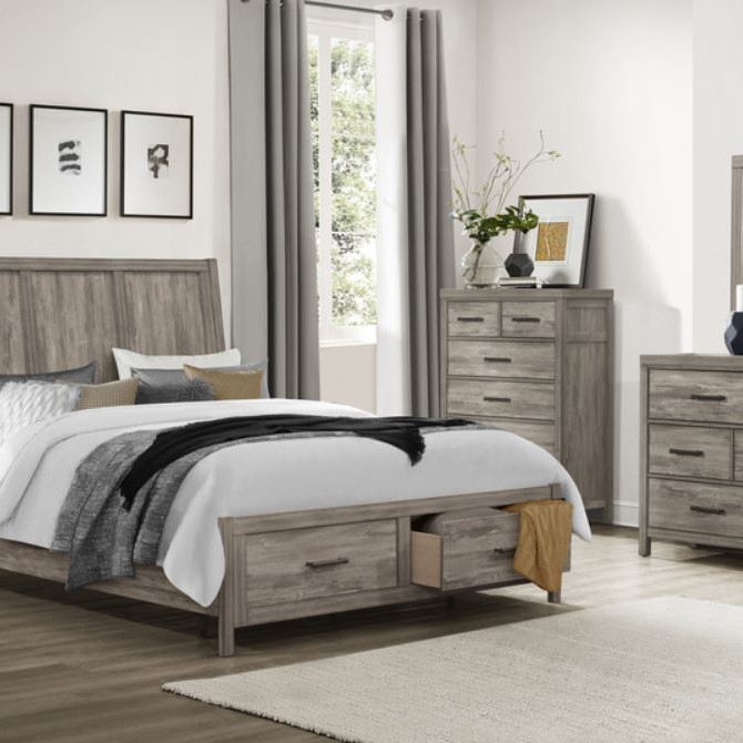 1526-1*5 5PC SETS Queen Platform Bed with Footboard Storage