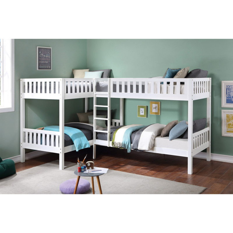 B2053CNW-1* Corner Bunk Bed