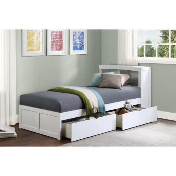 B2053BCW-1T* Twin Bookcase Bed with Storage Boxes