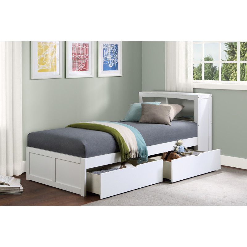 B2053BCW-1T* Twin Bookcase Bed with Storage Boxes