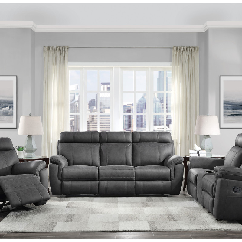 9301GRY*3 3PC SETS Sofa + Love Seat + Reclining Chair