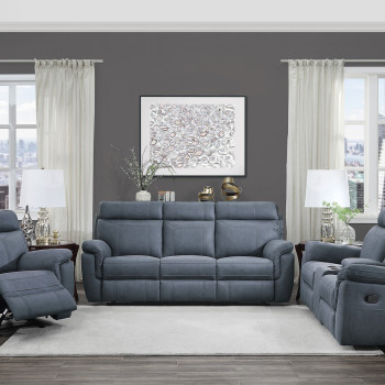 9301BUE*3 3PC SETS Sofa + Love Seat + Reclining Chair