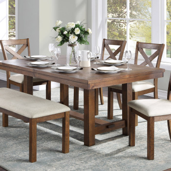 5808-68*6 6PC SETS Dining Table + 4 Side Chairs + Bench