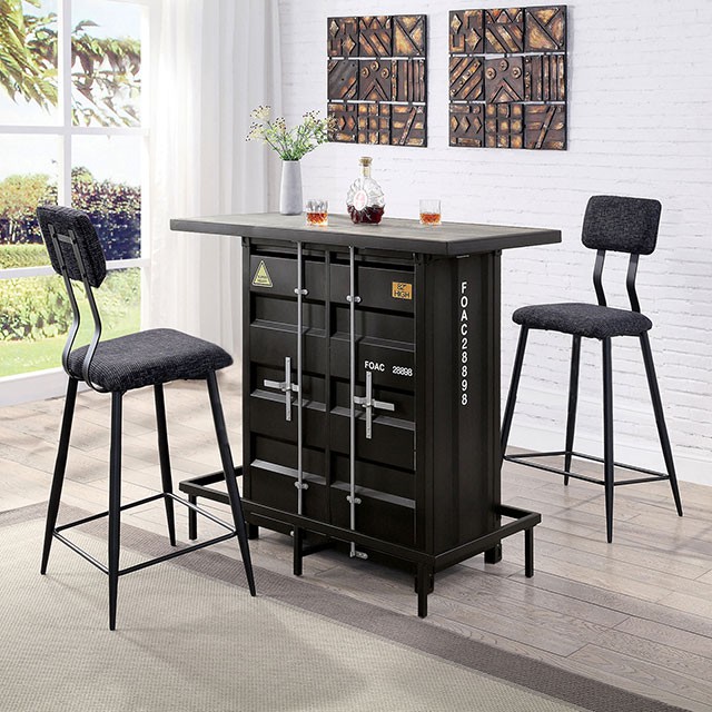 CM3789BK-BT-3PC 3PC SETS DICARDA BAR HT. TABLE + 2 Bar Ht. Chairs