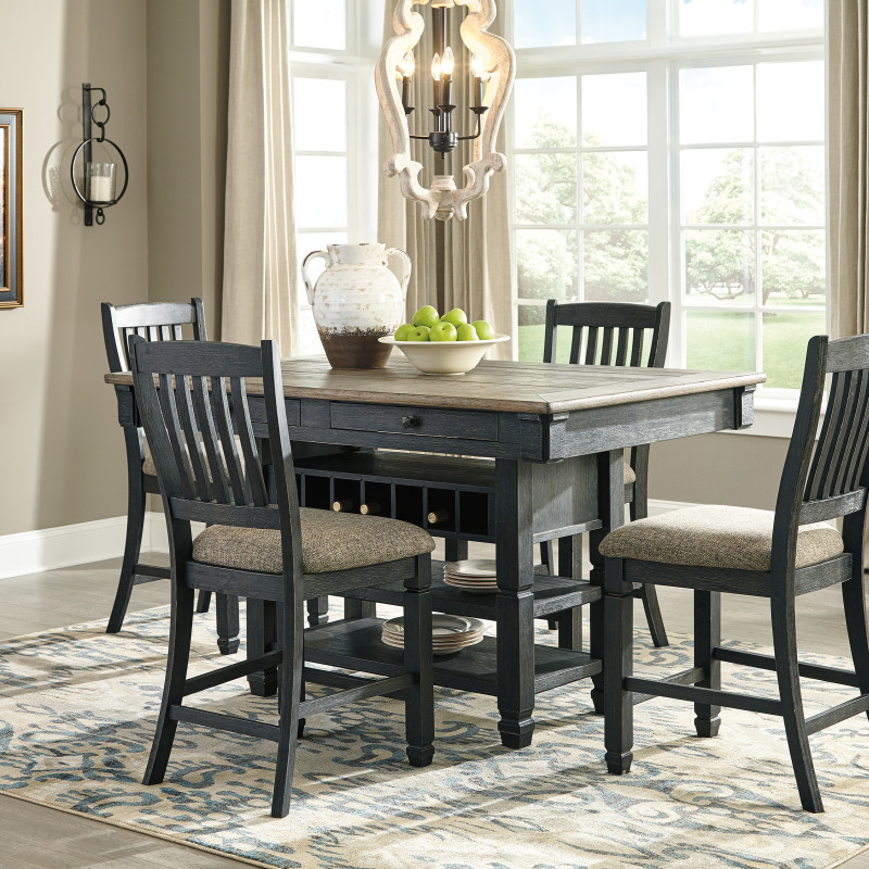 D736-32-124(4) 5PC SETS Tyler Creek RECT Dining Room Counter Table + 4 Barstool