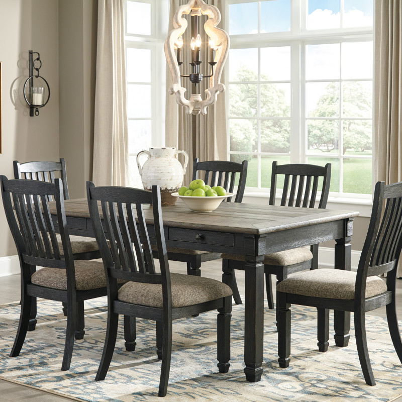D736-25-01(6) 7PC SETS Tyler Creek Rectangular Dining Room Table + 6 Side Chairs