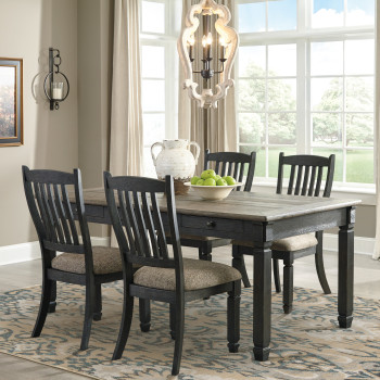 D736-25-01(4) 5PC SETS Tyler Creek Rectangular Dining Room Table + 4 Side Chairs