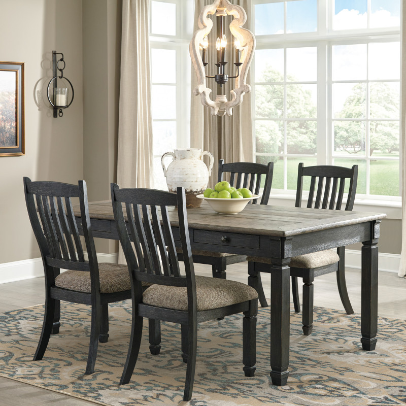 D736-25-01(4) 5PC SETS Tyler Creek Rectangular Dining Room Table + 4 Side Chairs