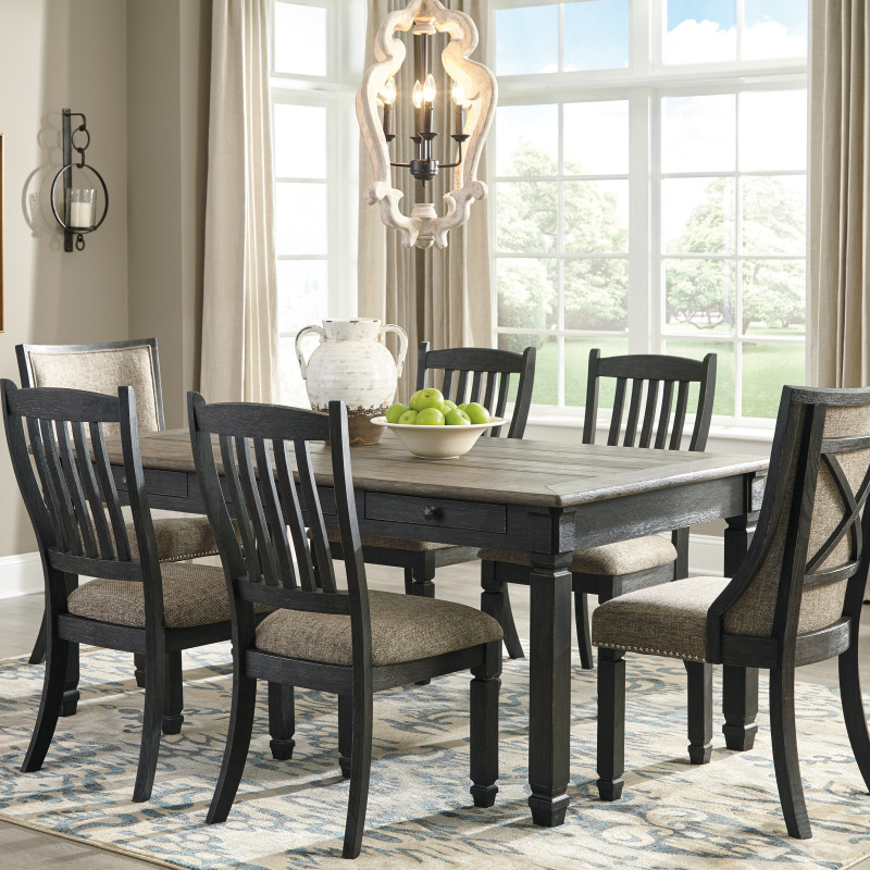 D736-25-01(4)-02(2) 7PC SETS Tyler Creek Rectangular Dining Room Table + 4 Side Chairs + 2 Side Chairs