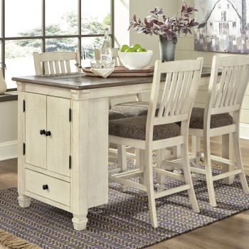 D647 Bolanburg 5PC SETS RECT Dining Room Counter Table + 4 Upholstered Barstool