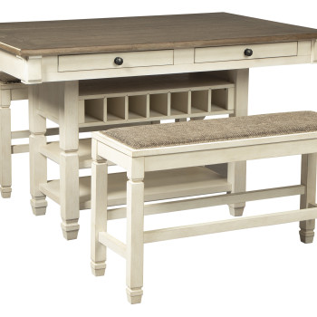 D647 Bolanburg 3PC SETS RECT Dining Room Counter Table + 2 Bench