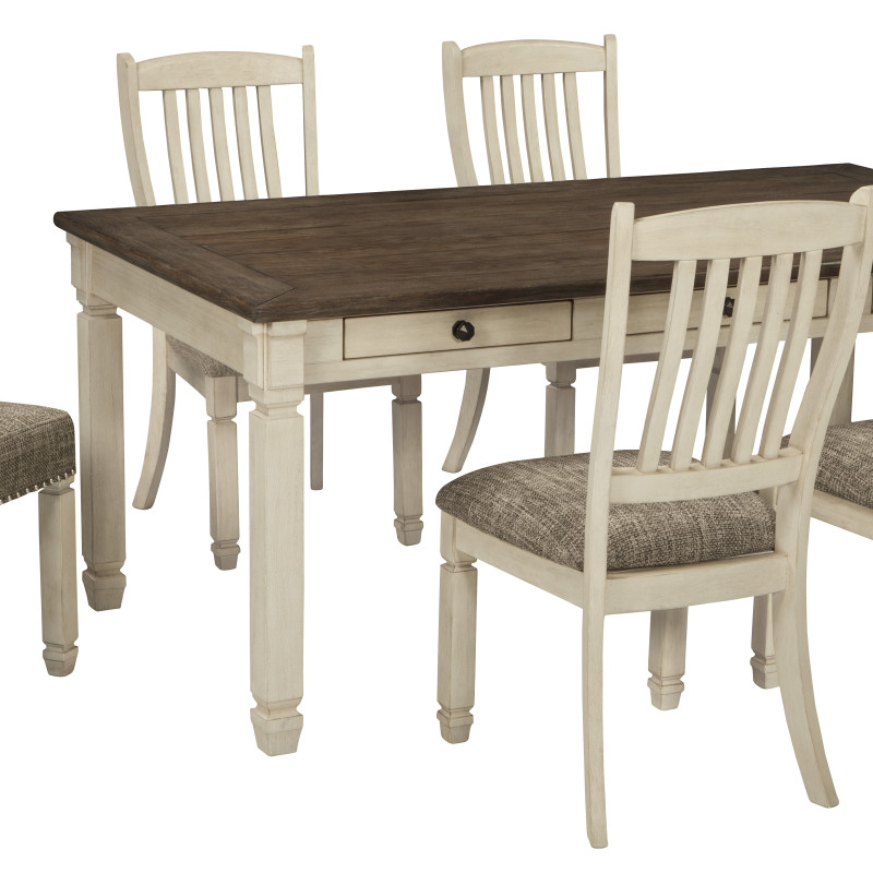 D647 Bolanburg 7PC SETS Rectangular Dining Room Table + 4 Side Chairs + 2 Benchs