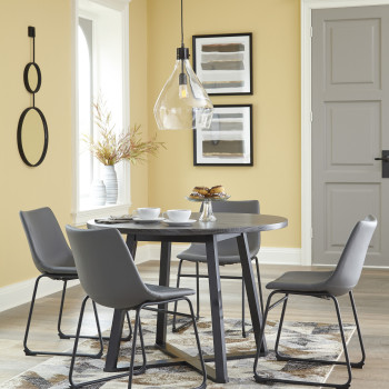 D372-16-08(4) 5PC SETS Round Dining Room Table + 4 Side Chairs