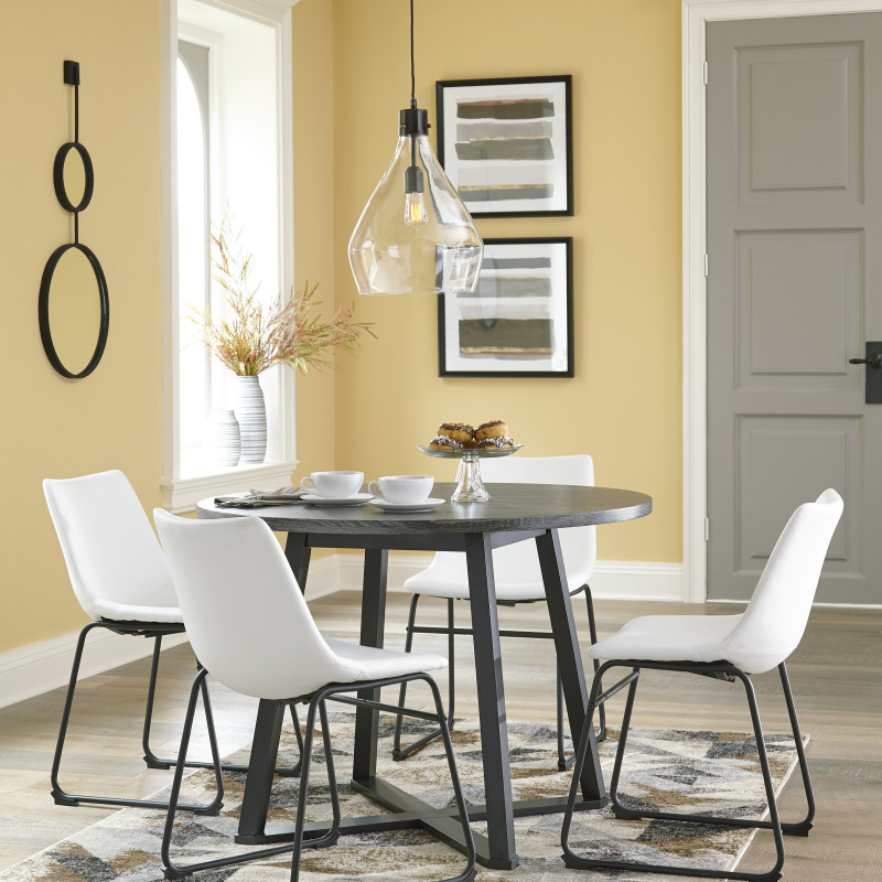 D372-16-07(4) 5PC SETS Round Dining Room Table + 4 Side Chairs