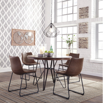 D372-15-01(4) 5PC SETS Round Dining Room Table + 4 Side Chairs