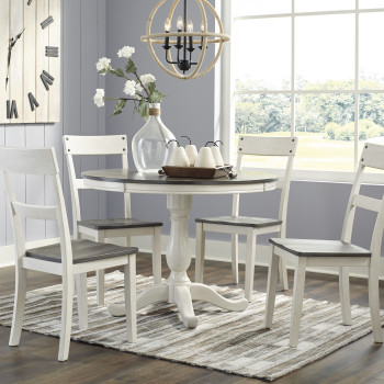 D287 Nelling 5PC SETS Round Dining Room Table + 4 Side Chairs