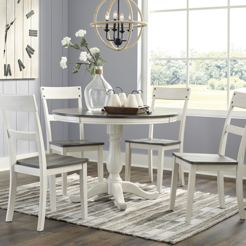 D287 Nelling 5PC SETS Round Dining Room Table + 4 Side Chairs