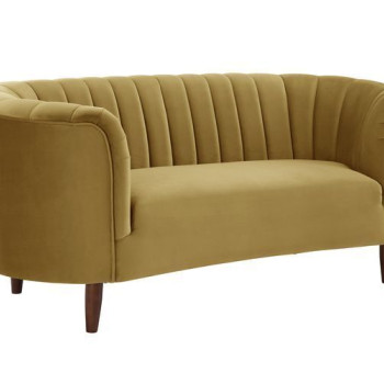Millephri Loveseat , Olive Yellow Velvet - LV00164