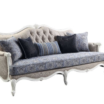Ciddrenar Sofa w/5 pillows, Fabric & White Finish - 54310