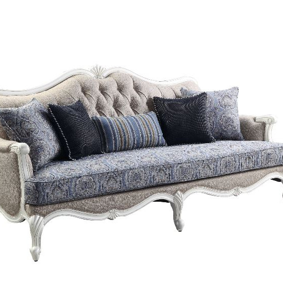 Ciddrenar Sofa w/5 pillows, Fabric & White Finish - 54310