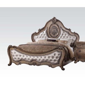 Ragenardus Eastern King Bed - 26307EK - PU & Vintage Oak