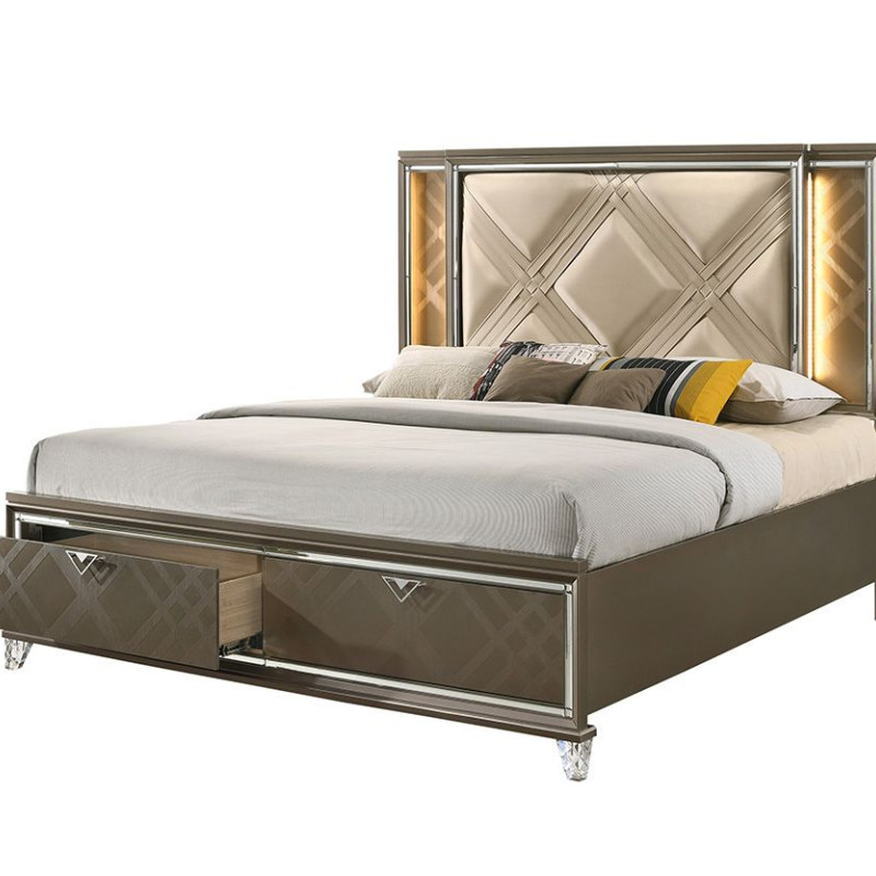 Eastern King Bed (Storage & LED) - 25317EK