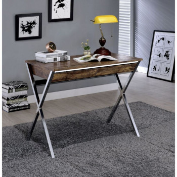 Callers Desk - 92340 - Weathered Oak & Chrome