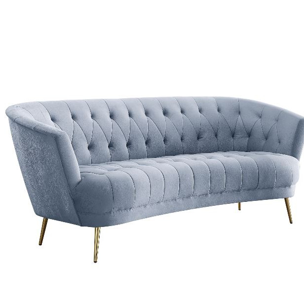 Bayram Sofa w/2 Pillows, Light Gray Velvet - LV00207