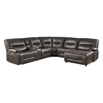 9579BRW*6LRRCPW 6-Piece Power Reclining Sectional with Right Chaise