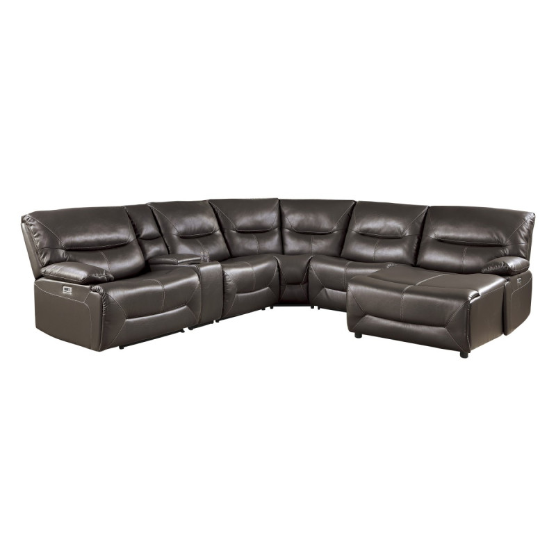 9579BRW*6LRRCPW 6-Piece Power Reclining Sectional with Right Chaise